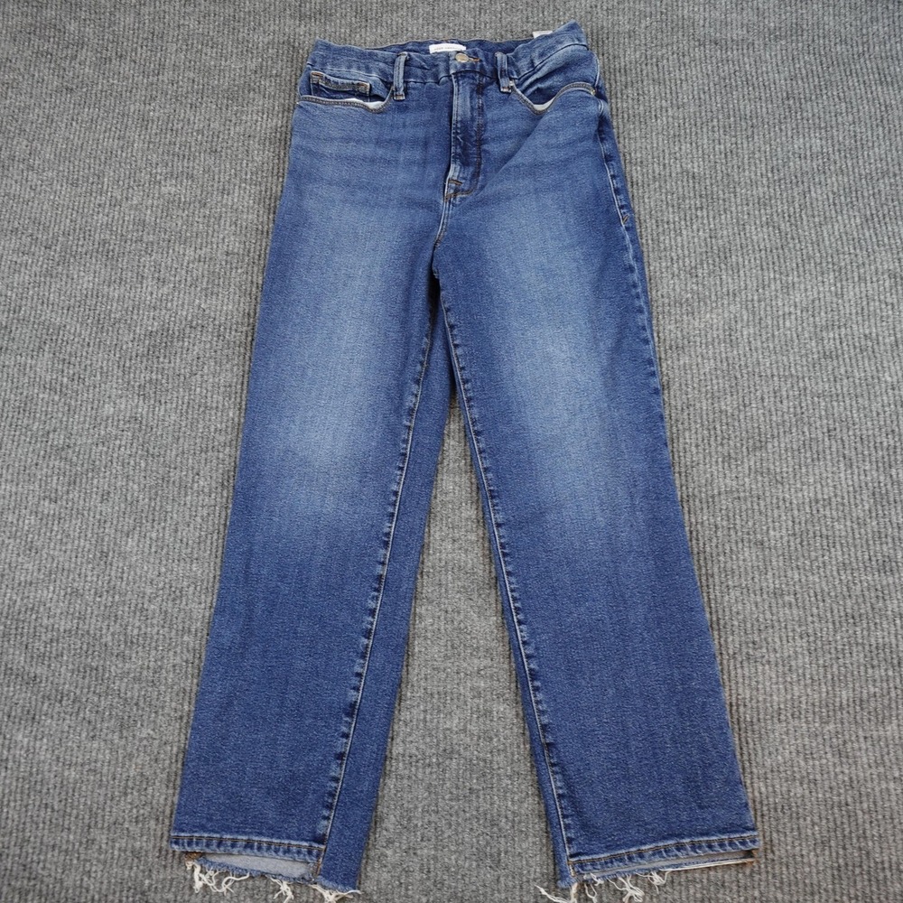 Good American Jeans Womens 8/29 Blue High Rise Straight Stretch Denim Good Legs